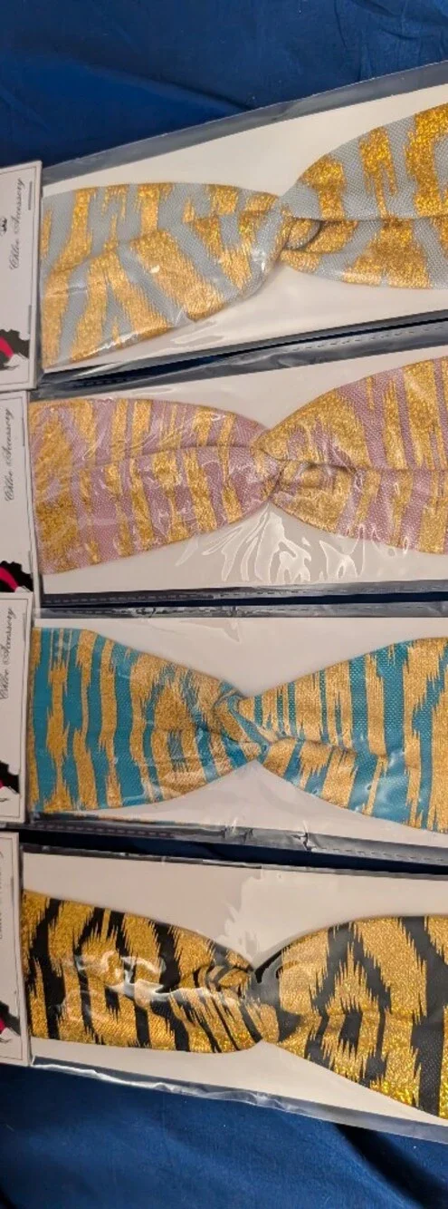 4 New Gold-Striped Turquoise Headwrap